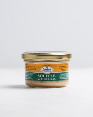 Soufflé au foie gras en bocal en verre entrée artisanale légère et raffinée du Périgord