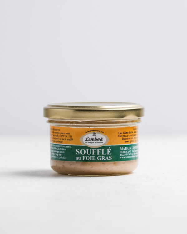 Soufflé au foie gras en bocal – Entrée raffinée du Périgord Soufflé au foie gras en bocal en verre entrée artisanale légère et raffinée du Périgord