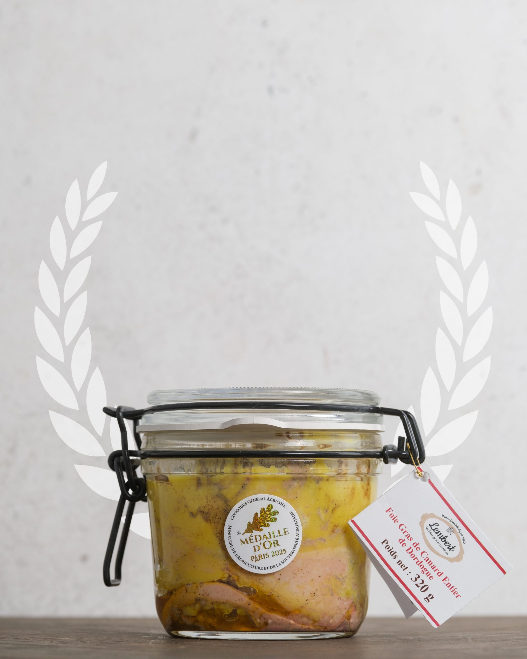 Foie gras de canard entier stérilisé Maison Lembert en bocal – Médaille d’or Concours Général Agricole Paris 2025