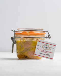 Bocal de foie gras de canard entier stérilisé au Monbazillac, médaillé d’argent au Concours Général Agricole de Paris 2026, produit artisanal du Périgord.