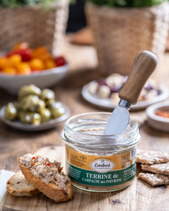 Terrine de campagne aux poivrons Maison Lembert, spécialité artisanale du Périgord.