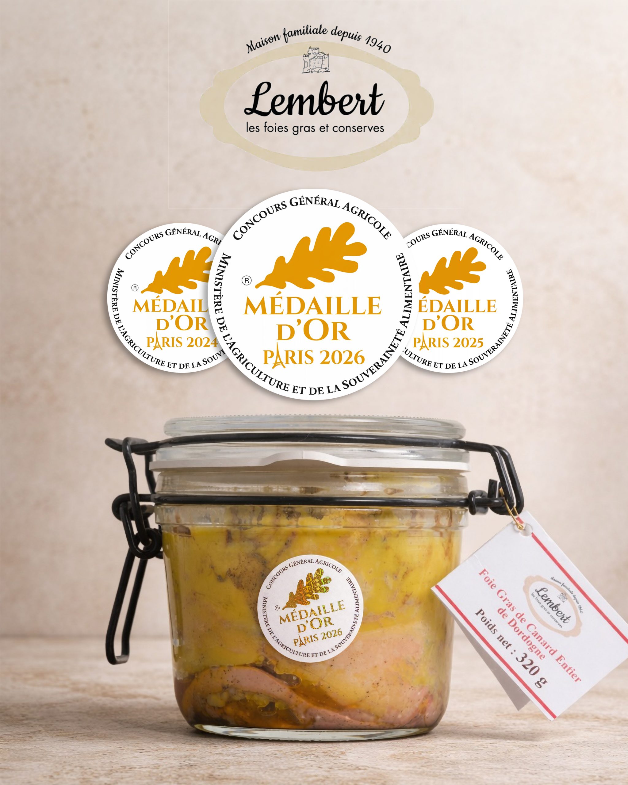 Foie gras médaillé en Dordogne : foie gras de canard entier stérilisé médaille d’or 3 années consécutives