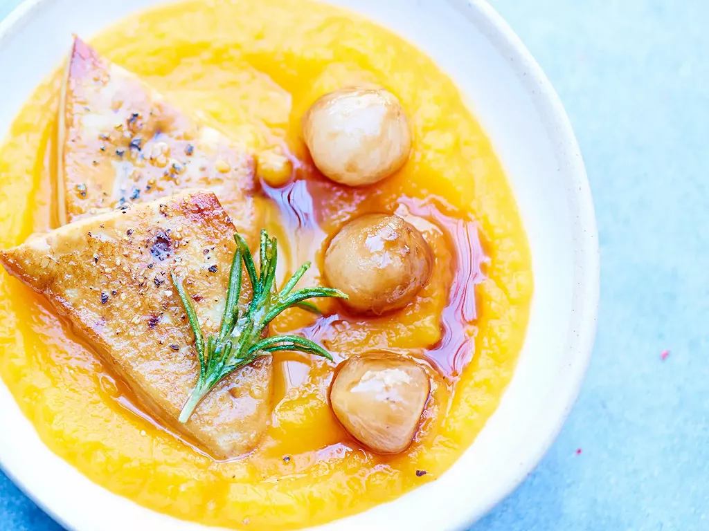 Quel légume avec le foie gras poêlé : purée de patate douce, idée de légume avec le foie gras poêlé